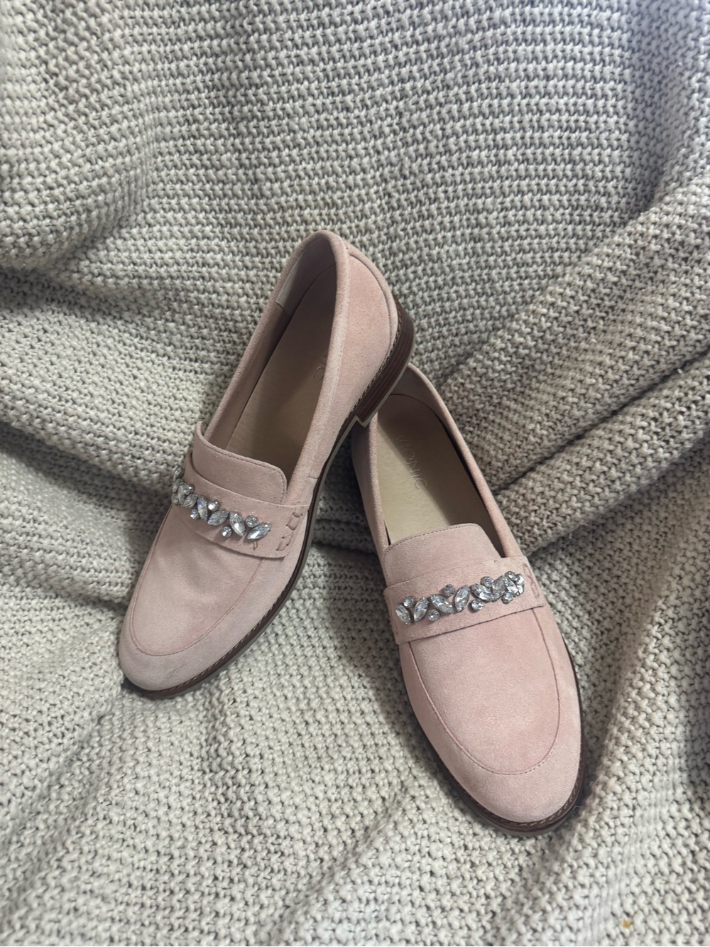 Vionic Pink Suede‎ Crystal-Trim Loafers